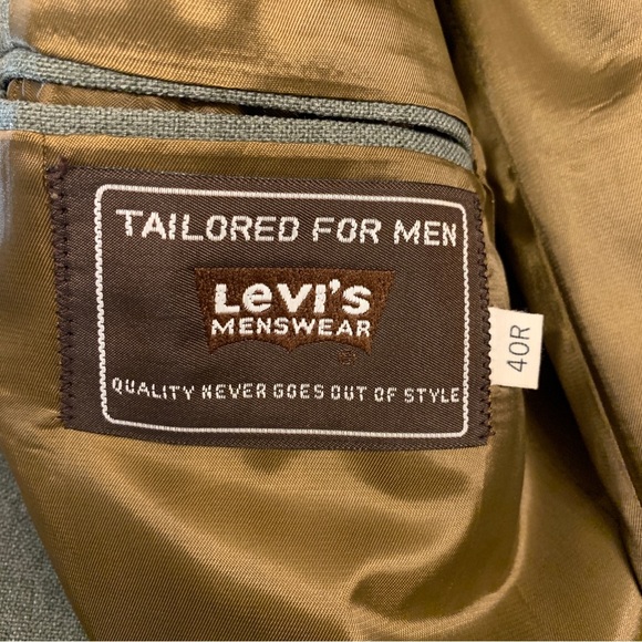 Vintage Levis Sports Coat Mens 40R Gray Blazer Action Suit Wrinkle Free Western - Picture 6 of 7